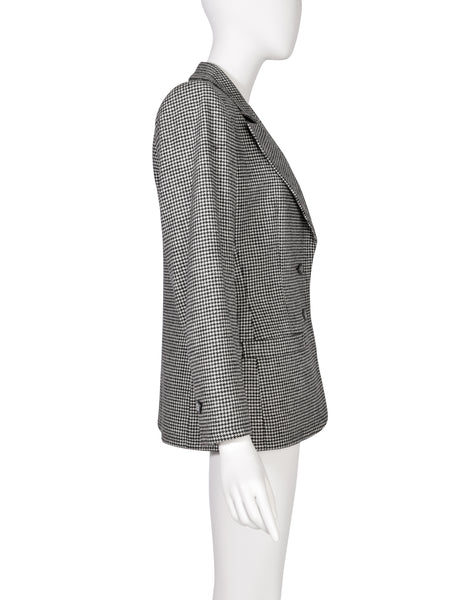 Yves Saint Laurent Vintage Black White Houndstooth Wool Perfect Blazer Jacket