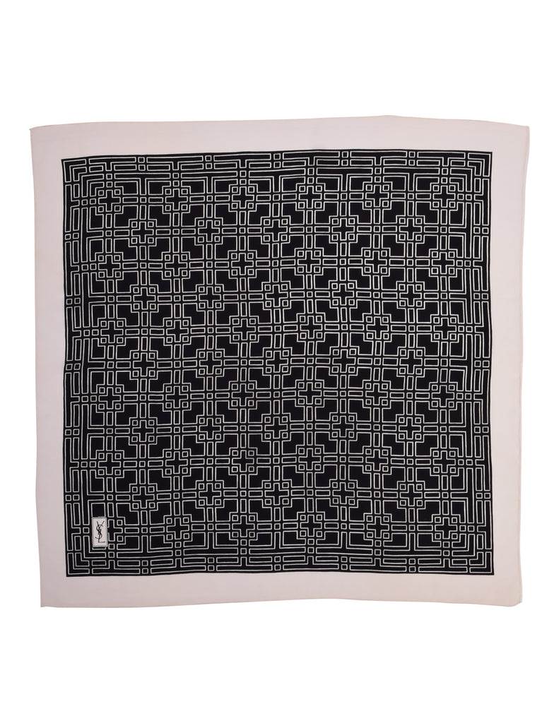 Yves Saint Laurent Vintage YSL Black White Geometric Tile Print Silk S –  Amarcord Vintage Fashion