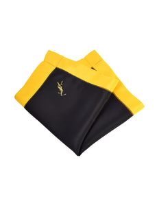 Yves Saint Laurent Vintage YSL Black and Yellow Silk Pocket Square Scarf