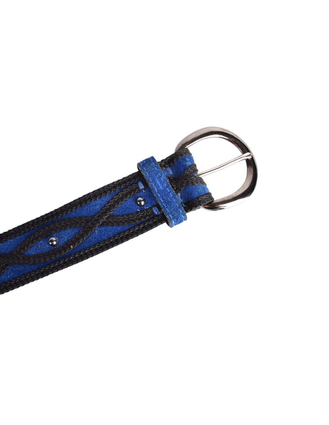 Yves Saint Laurent Vintage AW 1982 Black and Blue Suede Belt