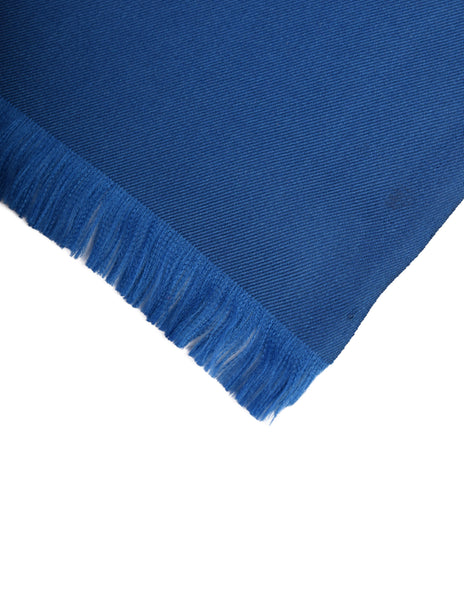 Yves Saint Laurent Vintage Blue Brown Striped Oblong Rectangular Scarf