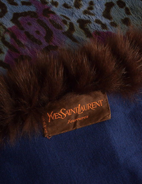 FROM JAPAN公式アカウント01 イヴサンローラン FOXショール Yves Saint Laurent Vintage Purple Blue Leopard Fox Fur Oversized