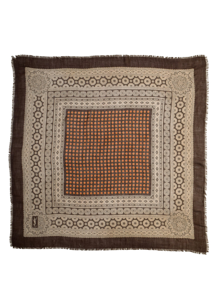 Yves Saint Laurent Vintage 1976 Russian Collection Brown Medallion