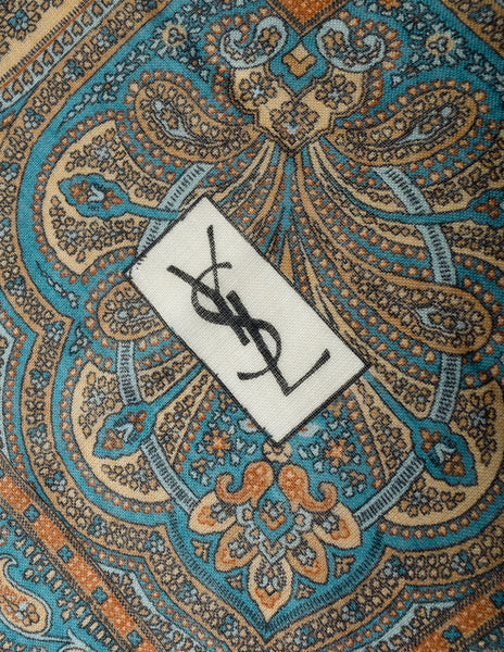 Yves Saint Laurent Vintage 1976 Russian Collection Green Paisley Oversized Wool Scarf