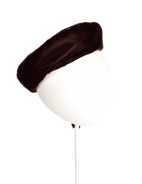 Yves Saint Laurent Vintage 1976 Russian Collection Brown Velvet Tassel Beret Hat