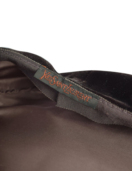 Yves Saint Laurent Vintage 1976 Russian Collection Brown Velvet Tassel Beret Hat