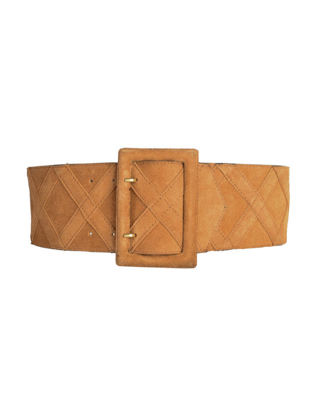 Yves Saint Laurent Vintage Tan Suede Wide Waist Belt