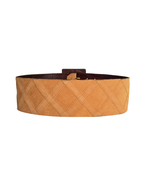 Yves Saint Laurent Vintage Tan Suede Wide Waist Belt