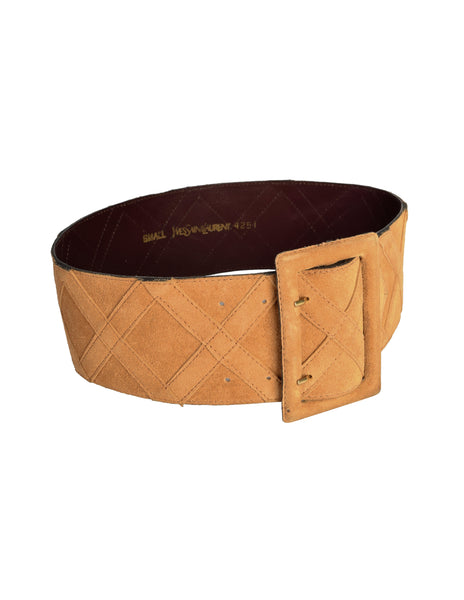 Yves Saint Laurent Vintage Tan Suede Wide Waist Belt