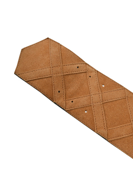 Yves Saint Laurent Vintage Tan Suede Wide Waist Belt