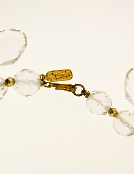 YSL Vintage 1970s Clear Faceted Bead Fringe Necklace