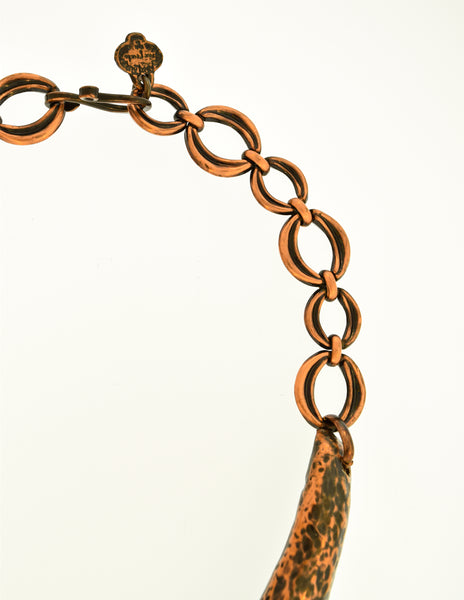 YSL Vintage Hammered Copper U Shape Choker Necklace