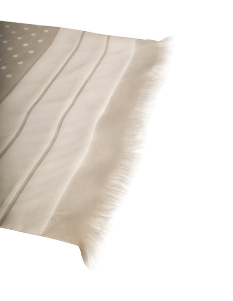 Yves Saint Laurent Vintage Cream Polka Dot Silk Jacquard Oblong Rectangular Scarf