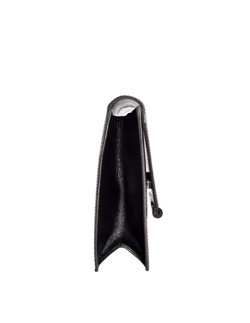 Yves Saint Laurent Croc Embossed Card Holder Black
