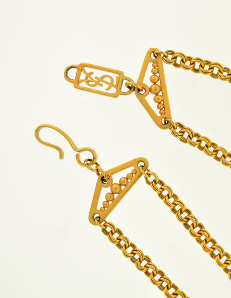 YSL Vintage Pink and Blue Glass Eye Double Strand Sautoir Necklace