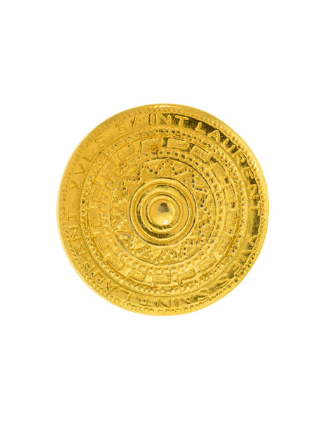 Yves Saint Laurent Vintage Gold Coin Medallion Scarf Ring