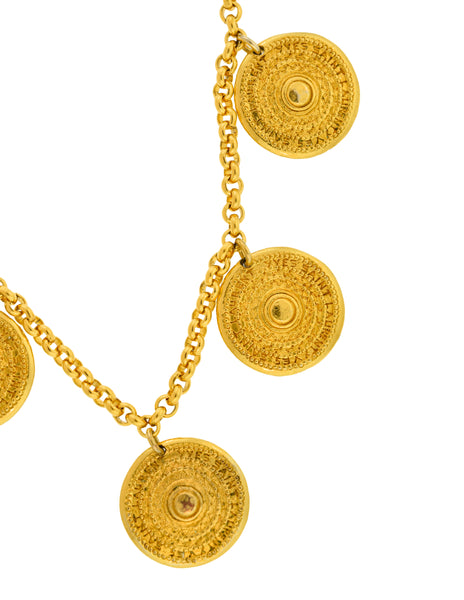 Yves Saint Laurent Vintage Gold Coin Medallion Charm Necklace