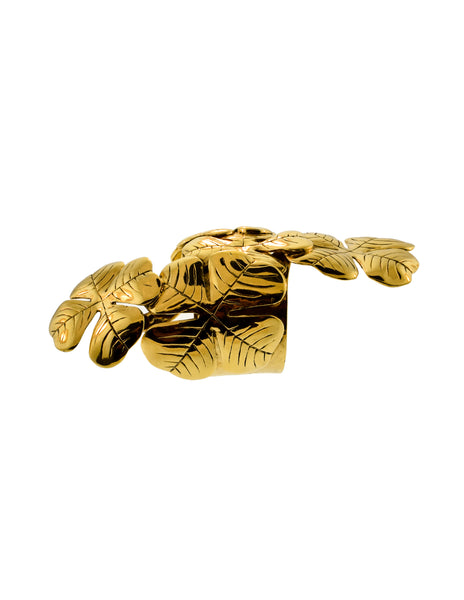 Yves Saint Laurent Vintage Massive Gold Shamrock Clover Cuff Bracelet
