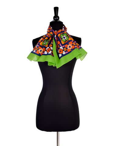Yves Saint laurent Vintage Colorful Kitschy Heart Print Oblong Rectangular Cotton Scarf