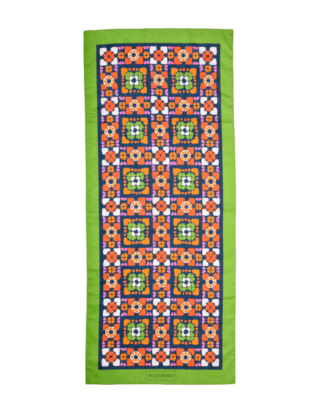 Yves Saint laurent Vintage Colorful Kitschy Heart Print Oblong Rectangular Cotton Scarf