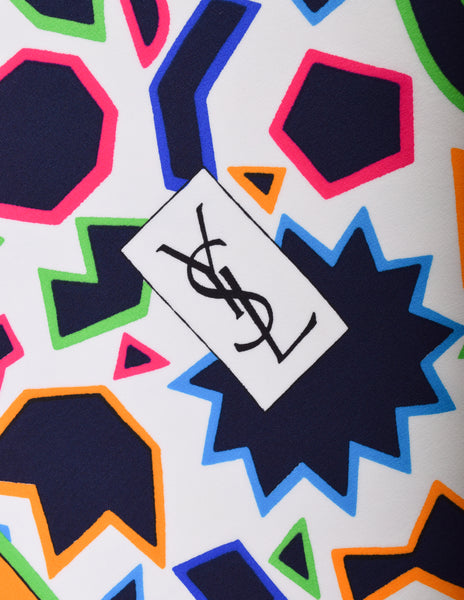 Yves Saint Laurent Vintage 'Hommage a Matisse' Iconic Geometric Print Multicolor Silk Scarf