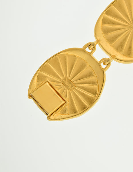 YSL Vintage White Cabochon Brushed Gold Bracelet
