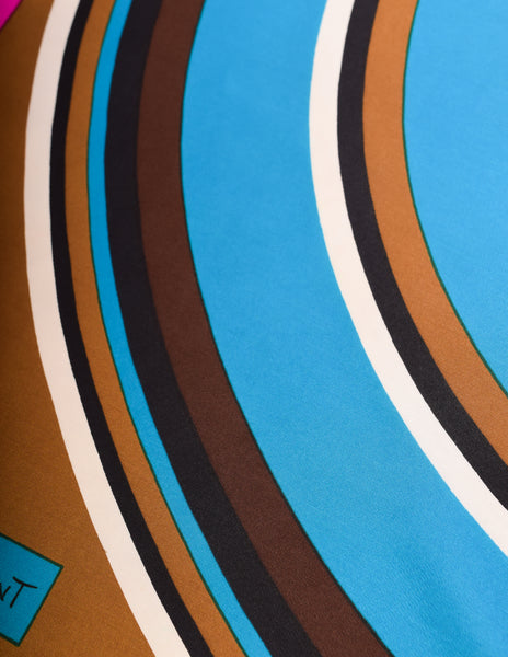 Yves Saint Laurent Vintage 1960s Multicolor Mod Circle Op Art Graphic Silk Scarf