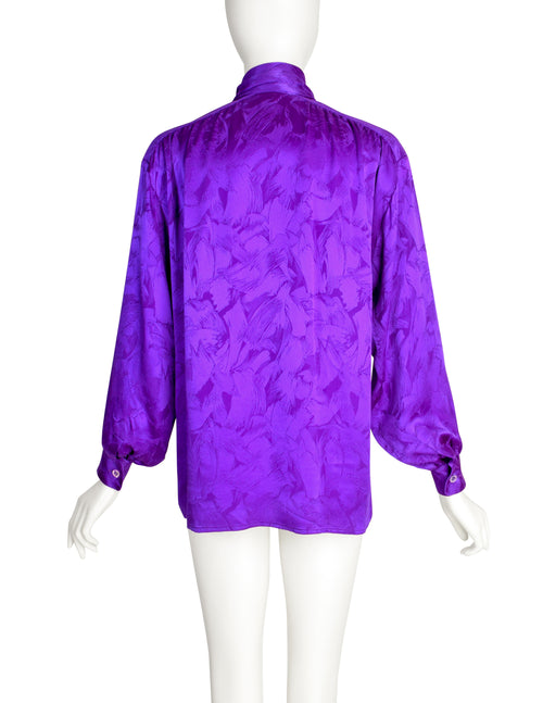Yves Saint Laurent Vintage 1980s Purple Brushstroke Silk