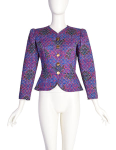 Yves Saint Laurent Vintage AW 1983 Purple Damask Paisley Gold Quilted Jacket