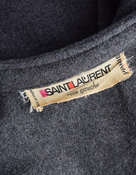 Yves Saint Laurent Vintage 1970s Grey Loden Wool Layered Inverness Cape Coat