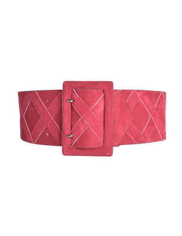 Yves Saint Laurent Vintage Raspberry Pink Suede Wide Waist Belt