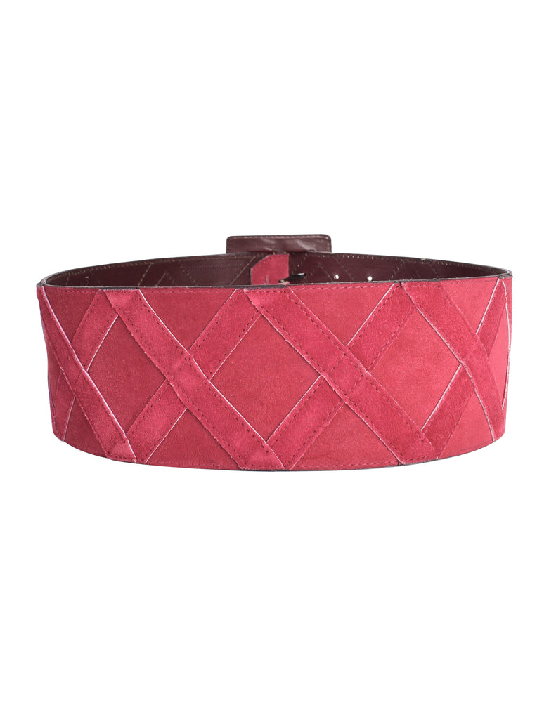 Yves Saint Laurent Vintage Raspberry Pink Suede Wide Waist Belt