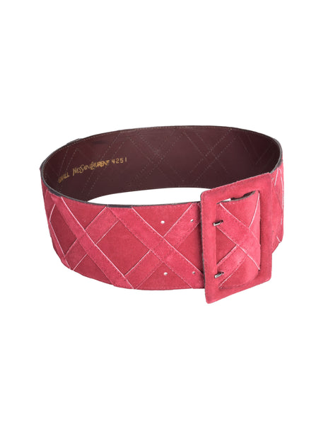 Yves Saint Laurent Vintage Raspberry Pink Suede Wide Waist Belt