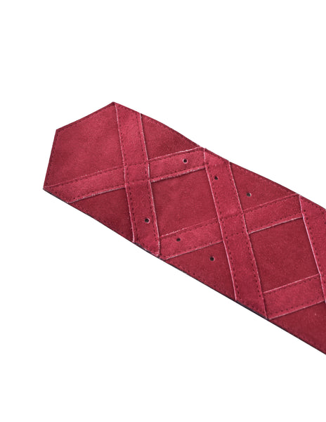 Yves Saint Laurent Vintage Raspberry Pink Suede Wide Waist Belt