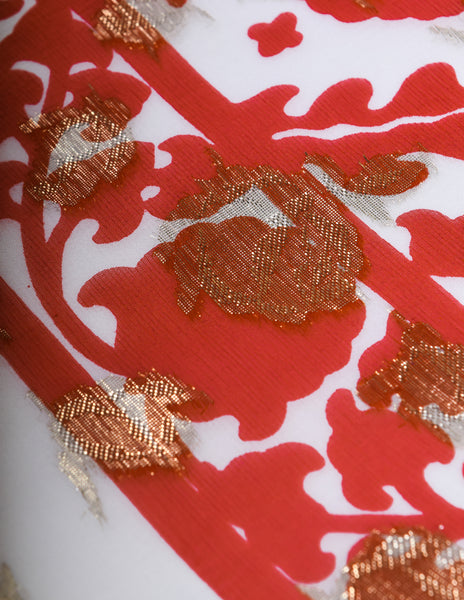 Yves Saint Laurent Vintage 1976 Russian Collection Oversized Red White Gold Silk Chiffon Scarf