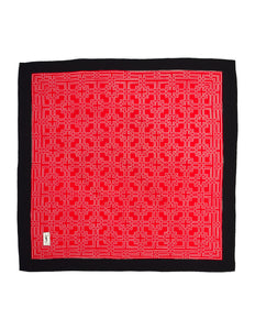 Yves Saint Laurent Vintage YSL Red Black White Geometric Tile Print Silk Scarf