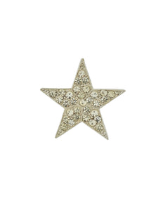 YSL Vintage Rhinestone Mini Silver Star Brooch Pin