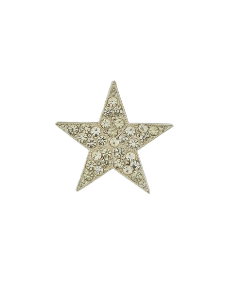 YSL Vintage Rhinestone Mini Silver Star Brooch Pin