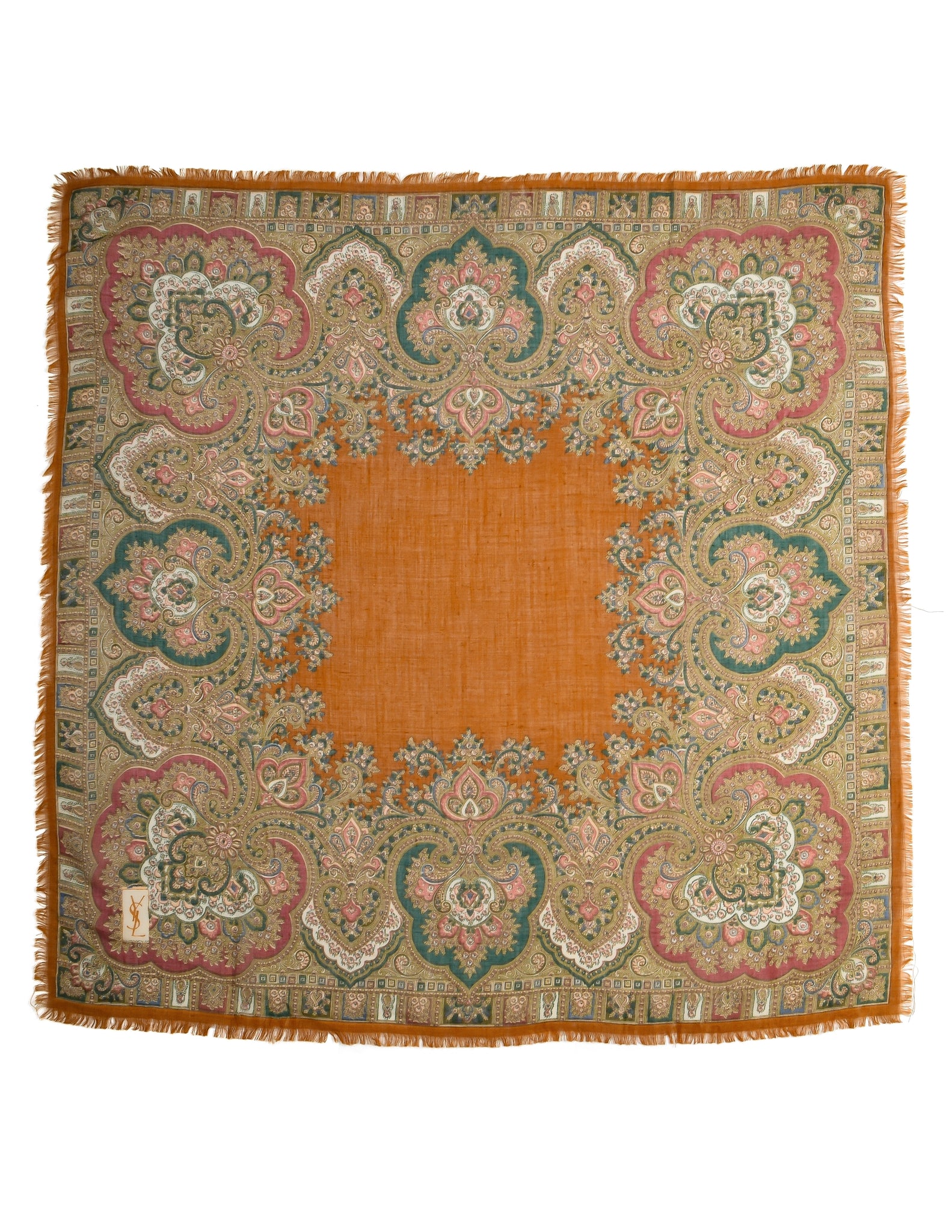 Yves Saint Laurent Vintage 1976 Russian Collection Multicolor Paisley Wool Scarf