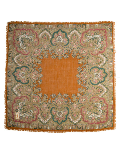 Yves Saint Laurent Vintage 1976 Russian Collection Multicolor Paisley Wool Scarf