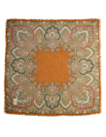Yves Saint Laurent Vintage 1976 Russian Collection Multicolor Paisley Wool Scarf