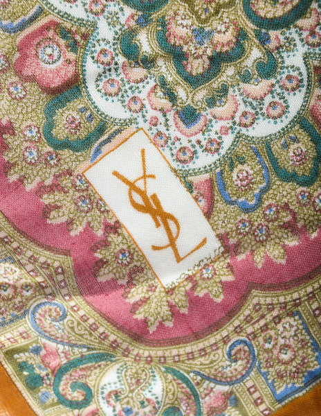 Yves Saint Laurent Vintage 1976 Russian Collection Multicolor Paisley Wool Scarf