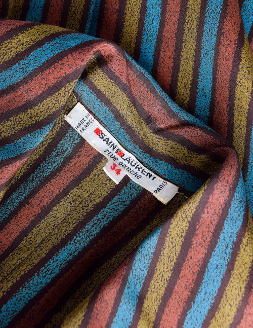 Yves Saint Laurent Vintage 1970s Multicolor Stripe Collared