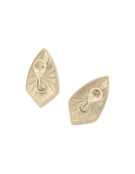 YSL Vintage Matte Silver and Blue Dichroic Glass Glass Earrings