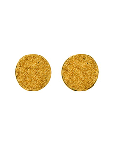 YSL Vintage Gold Textured Nugget Round Disc Earrings