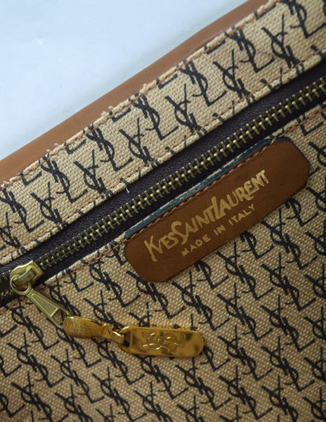 Yves Saint Laurent Vintage Chestnut Brown Leather Envelope Clutch Bag