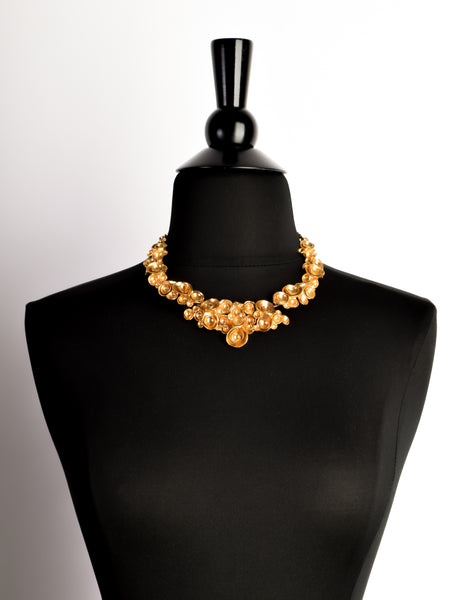 YSL Vintage Gold Brutalist Arty Bubble Necklace