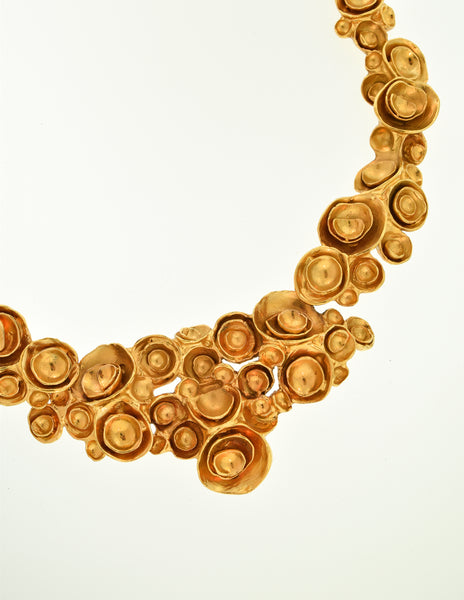 YSL Vintage Gold Brutalist Arty Bubble Necklace