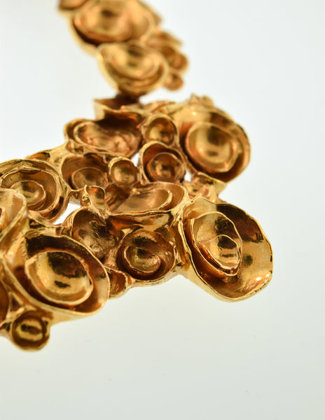 YSL Vintage Gold Brutalist Arty Bubble Necklace