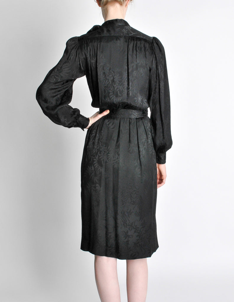 Saint Laurent Rive Gauche Black Silk Jacquard Secretary Dress – Amarcord Vintage Fashion Saint Laurent Rive Gauche Black Silk Jacquard Secretary Dress – Amarcord Vintage Fashion